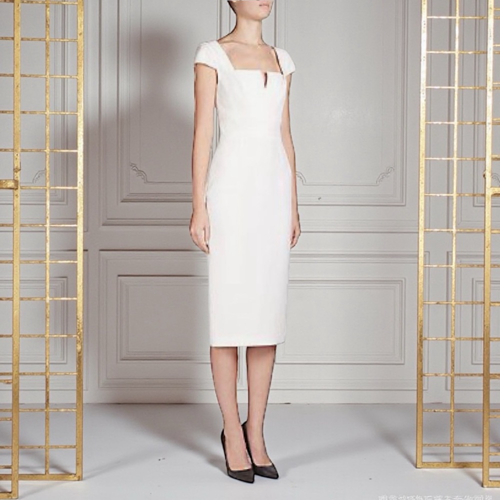 Roland Mouret x Saks Fifth Avenue Limited Edition White Wool Dress | Size 4